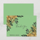Glam Black & Gold Tropische Leaves Hartelijk dank Bedankkaart (Voorkant / Achterkant)