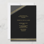 Glam Black + Gold Uitnodigingen voor afstuderen (Achterkant)