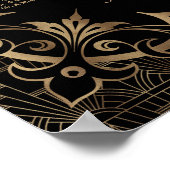 Glam Black Great Gatsby Art Deco 20s-zittingskaart Poster (Hoek)