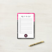 Glam Black Grey Hot Pink Waves Monogram voor uitvo Post-it® Notes (Op bureau)