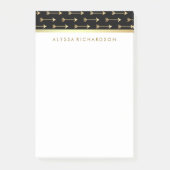 Glam Black met Faux Gold Foil Trendy Arrows Post-it® Notes (Voorkant)