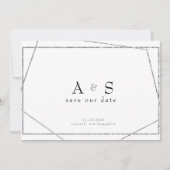Glam Black & Metallic Silver Save the Date (Voorkant)