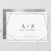 Glam Black & Metallic Silver Save the Date (Voorkant / Achterkant)