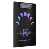 Glam Black Moon Phases Pastel Paars Monogram Name Klembord (Rechts)