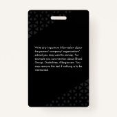 Glam Black Red Employee Photo ID Abstract Patroon Badge (Achterkant)