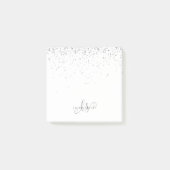 Glam Black Silver Glitter Glam Monogram Naam Post-it® Notes (Voorkant)