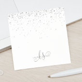 Glam Black Silver Glitter Glam Monogram Naam Post-it® Notes