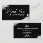 Glam Black Silver Glitter Hartelijk dank voor uw b Visitekaartje (Voorkant / Achterkant)
