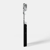 Glam Black Silver Glitter Monogram Naam iPhone Hoesje (Linkerkant)