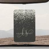 Glam Black Silver Glitter Monogram Naam Luchtverfrisser