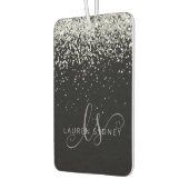 Glam Black Silver Glitter Monogram Naam Luchtverfrisser (Links)