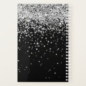 Glam Black Silver Glitter Monogram Naam Planner (Achterkant)