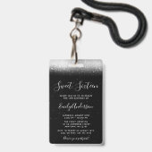 Glam Black White Sweet 16 Invitation VIP Pass Badge (Achterkant met lanyard)