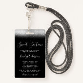 Glam Black White Sweet 16 Invitation VIP Pass Badge (Achterkant met draagriem)