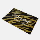 Glam Black Zebra Stripes & Faux Gold Glitter Deurmat (Schuin)