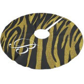 Glam Black Zebra Stripes & Faux Gold Glitter Kerstboom Rok (Gekanteld)