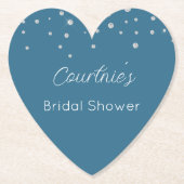 Glam Blau Witte Diamanten Bruiloftsfeest Kartonnen Onderzetters (Voorkant)