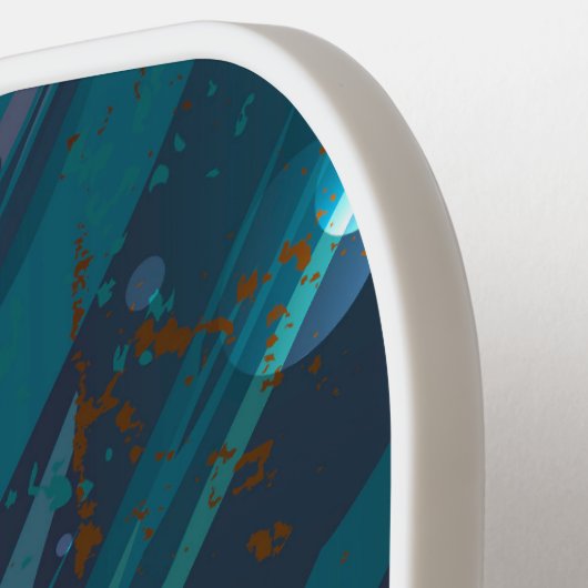 Glam Blauw Wit Sparkly Patroon Modern Monogram Pickleball Paddle (Links Detail)