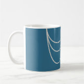 Glam Blauw Witte Parels Koffiemok (Links)