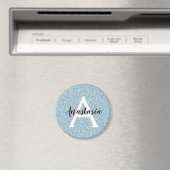 Glam Blauw Zilver Glitter Glans Monogram Naam Magneet (Insitu (Vaatwasser))