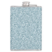 Glam Blauw Zilver Glitter Glinstering Monogram Naa Heupfles (Achterkant)