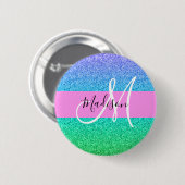 Glam Blauwe Groene Glitter Schitterende Gradiënt M Ronde Button 5,7 Cm (Voorkant /achterkant)