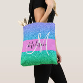 Glam Blauwe Groene Glitter Schitterende Gradiënt M Tote Bag (Dichtbij)
