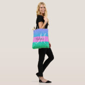 Glam Blauwe Groene Glitter Schitterende Gradiënt M Tote Bag (Op model)