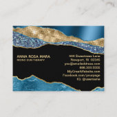 *~* Glam Blauwgroen Agate Geode Gold Glitter Black Visitekaartje (Achterkant)