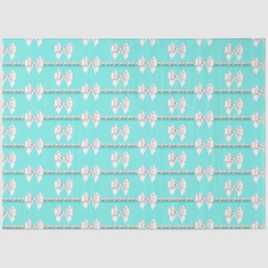 Glam Blauwgroen Aqua Tiffany Parels Thema Formeel Tissuepapier (Voorkant)