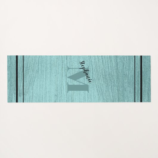 Glam Blauwgroen elegant, zwart en monogrammaticaal Yogamat (Achterkant (horizontaal))