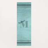 Glam Blauwgroen elegant, zwart en monogrammaticaal Yogamat (Achterkant)