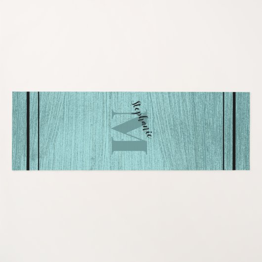 Glam Blauwgroen elegant, zwart en monogrammaticaal Yogamat (Voorkant (horizontaal))