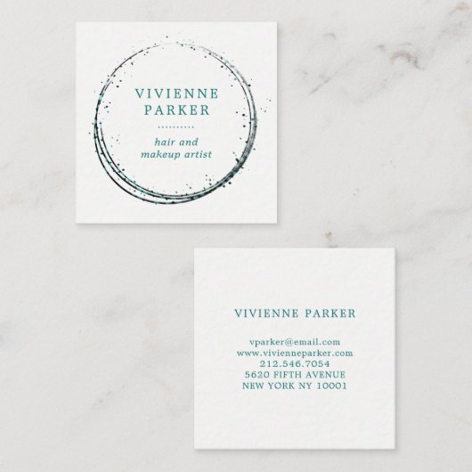 Glam Blauwgroen en zwart Vierkante Visitekaartje (Voorkant / Achterkant)