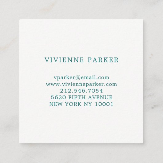 Glam Blauwgroen en zwart Vierkante Visitekaartje (Achterkant)