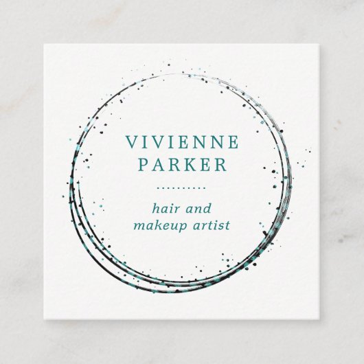 Glam Blauwgroen en zwart Vierkante Visitekaartje (Voorkant)