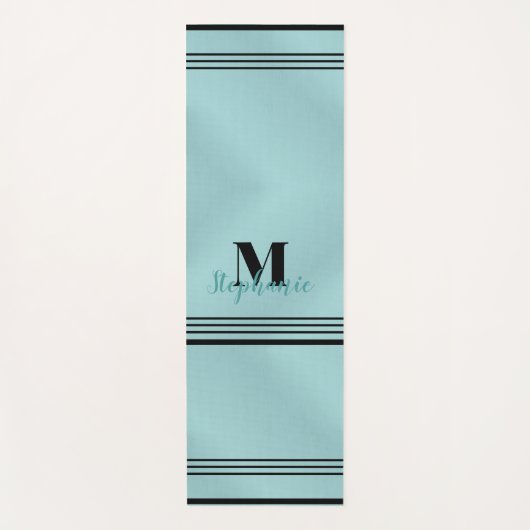 Glam Blauwgroen geborsteld metaal ,Monogrammed Ele Yogamat (Voorkant)