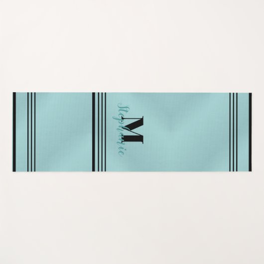 Glam Blauwgroen geborsteld metaal ,Monogrammed Ele Yogamat (Voorkant (horizontaal))