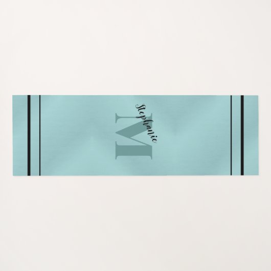 Glam Blauwgroen geborsteld metaal, monogrammen leg Yogamat (Achterkant (horizontaal))