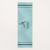 Glam Blauwgroen geborsteld metaal, monogrammen leg Yogamat (Voorkant)