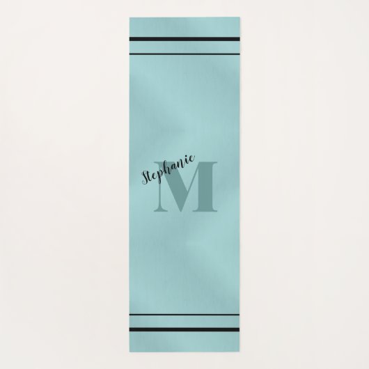Glam Blauwgroen geborsteld metaal, monogrammen leg Yogamat (Achterkant)