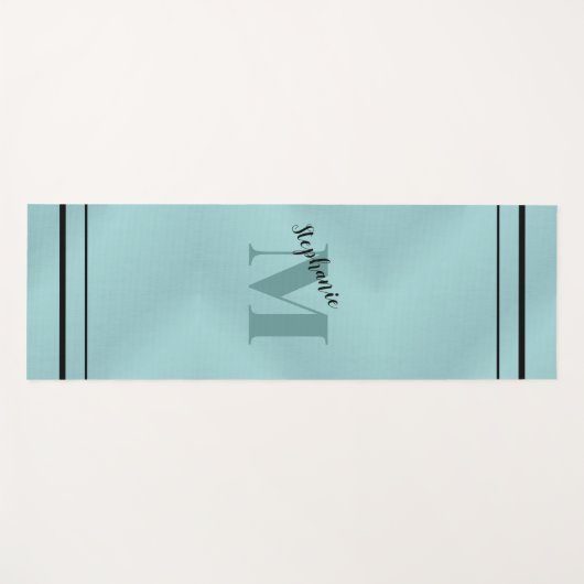 Glam Blauwgroen geborsteld metaal, monogrammen leg Yogamat (Voorkant (horizontaal))
