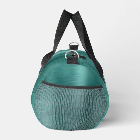 Glam Blauwgroen geborsteld metaal zwart-wit monogr Plunjezak (Rechts)