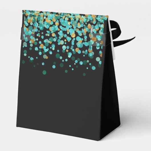 Glam Blauwgroen Gouden Glitter Confetti Dank u Ver Bedankdoosjes (Achterkant)
