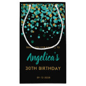 Glam Blauwgroen Gouden Glitter Confetti Zwart Verj Klein Cadeauzakje (Achterkant)
