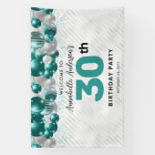 Glam Blauwgroen Green Silver Balloon Glitter Welko Spandoek (Verticaal)