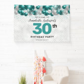 Glam Blauwgroen Green Silver Balloon Glitter Welko Spandoek (Insitu)