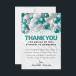 Glam Blauwgroen Groen Zilveren Ballon Glitter Verj Bedankkaart<br><div class="desc">Modern Glam Blauwgroen Groen Zilvergrijs Ballon Glitter Sparkle Any Age Dank u Verjaardag Kaart</div>