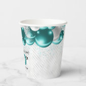 Glam Blauwgroen Groen Zilveren Ballon Glitter Verj Papieren Bekers (Achterkant)