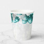 Glam Blauwgroen Groen Zilveren Ballon Glitter Verj Papieren Bekers (Rechts)